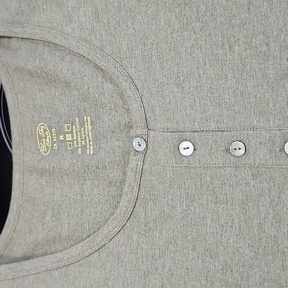 Blue Sky Clothing Co. Nelly 3/4 Sleeve Dress, Yarn Dye Khaki, Bamboo - Picture 6 of 6